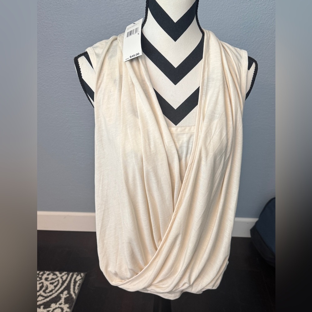 DKNY Elegant Cream Drape Women's Top NWT